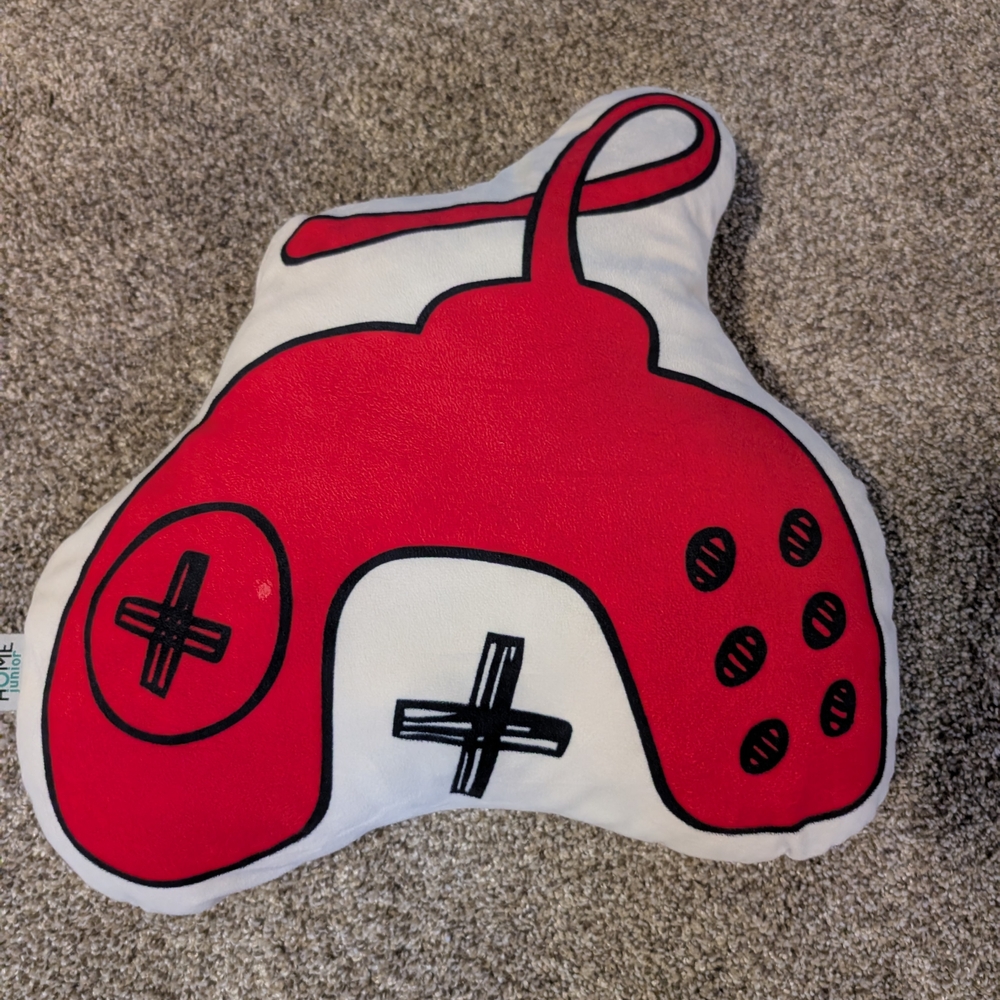 Red and White Game Controller Pillow